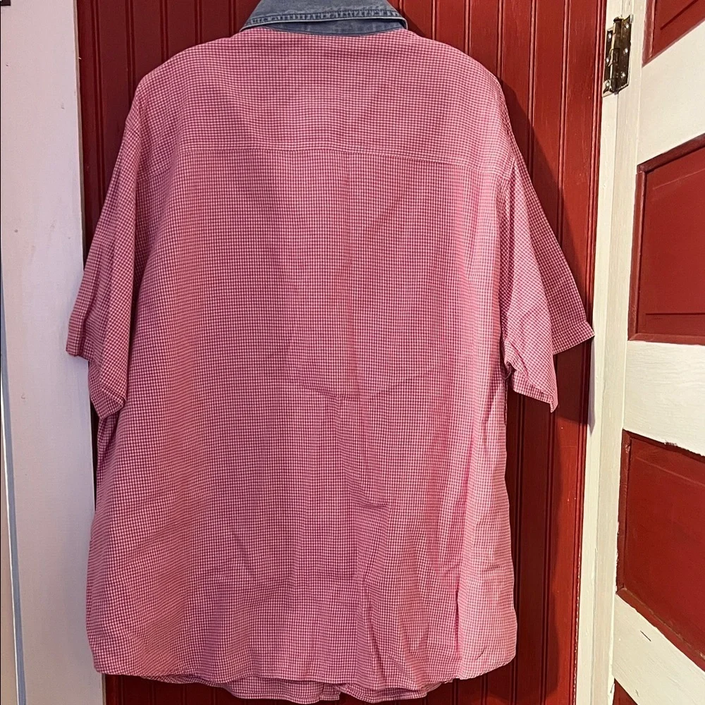 Disney Vintage 90’s Red Checkered Shirt with Denim Collar Mickey Unlimited 26W